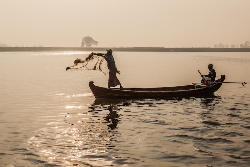 Fisherman in Irrawaddy River